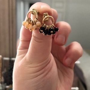 Two pairs of black and blush earrings